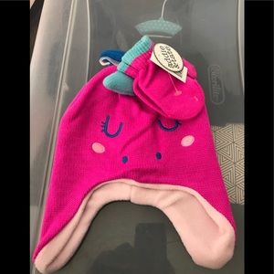 Cute little girl stocking cap and mittens